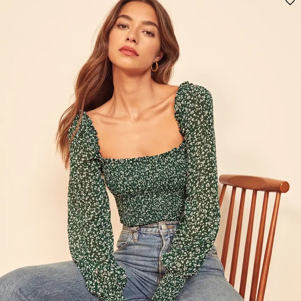 Reformation Green Floral Blouse